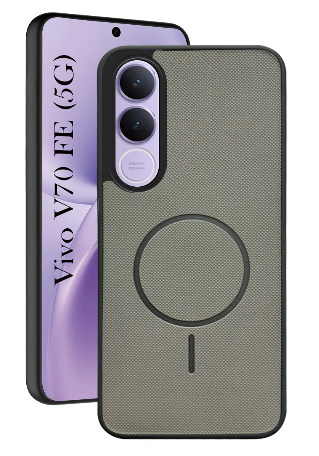 For Vivo V70 FE 5G Back Cover Case PU Leather (Texture Grip Design | Professional Minimalist | Camera Protection | Soft and Flexible)