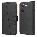 For Vivo Y300 Plus Flip Cover Case ( Stitched Leather with Magnetic Closure)