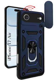 For Apple iPhone 17 Air Back Cover Case (Sliding Shutter Camera Protection | Polycarbonate |Ring Holder Kickstand)