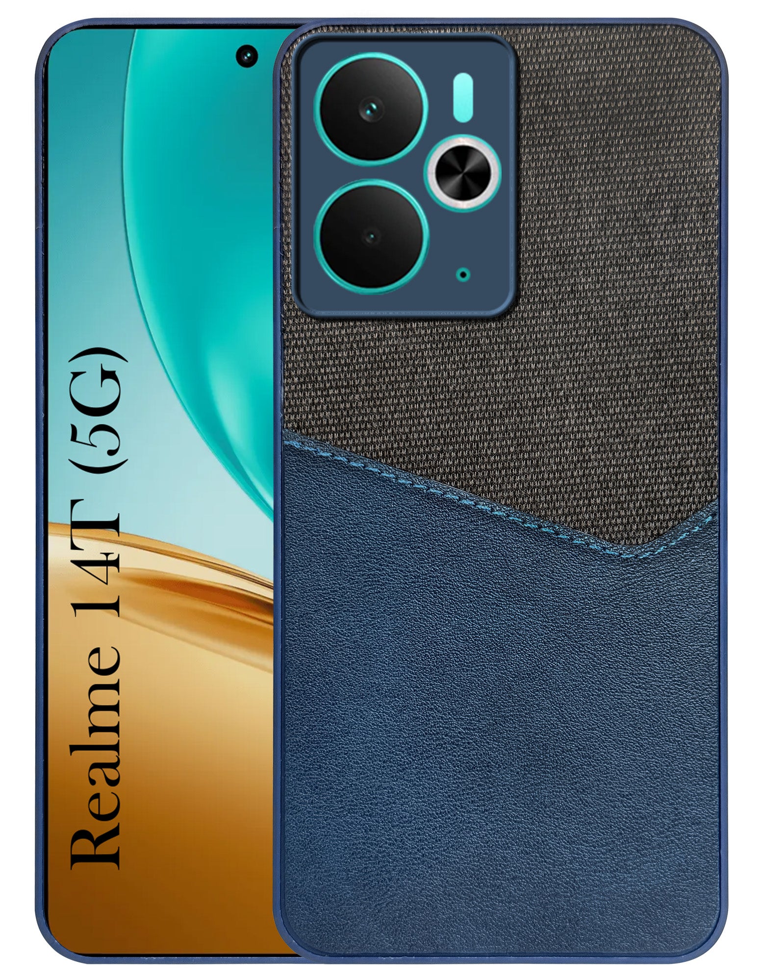 For Realme 14T Back Cover Case  (Dual PU Leather Stitch | Professional Minimalist | Soft and Flexible)