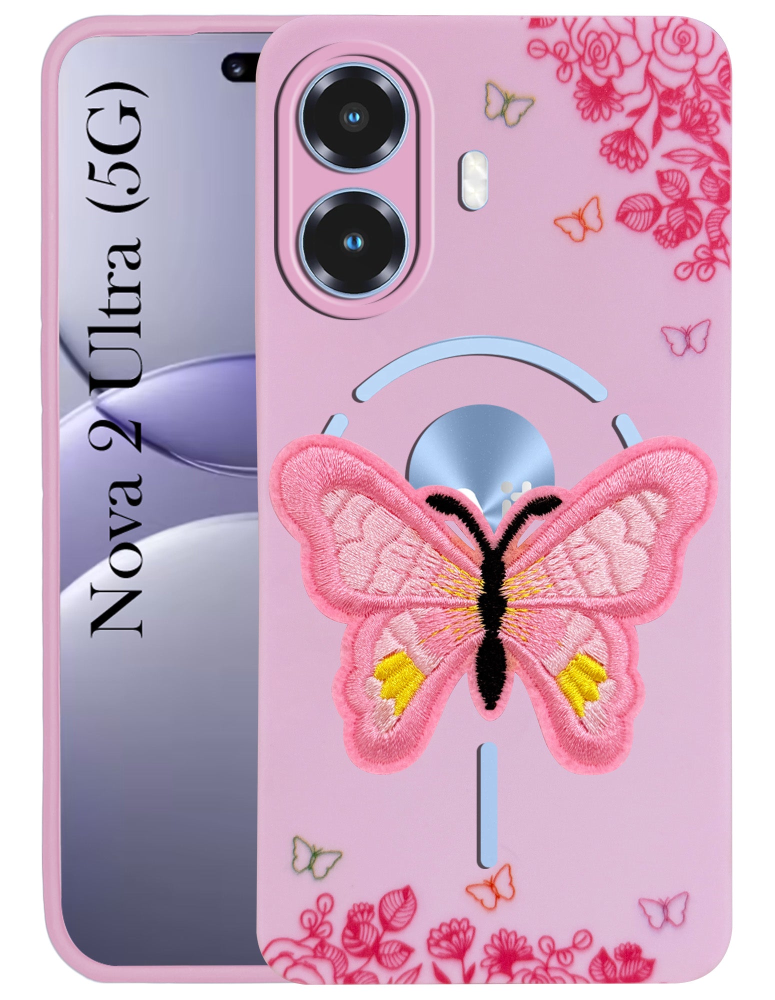 For Ai+ Nova 2 Ultra 5G Back Cover Case (Soft Butterfly Embroidery | Women Teen Girls | Camera Protection| Matte Silicone)