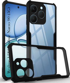 For Realme 15T | Realme Narzo 90 Back Case Cover (Shockproof with Polycarbonate Clear Panel | Professional Black)