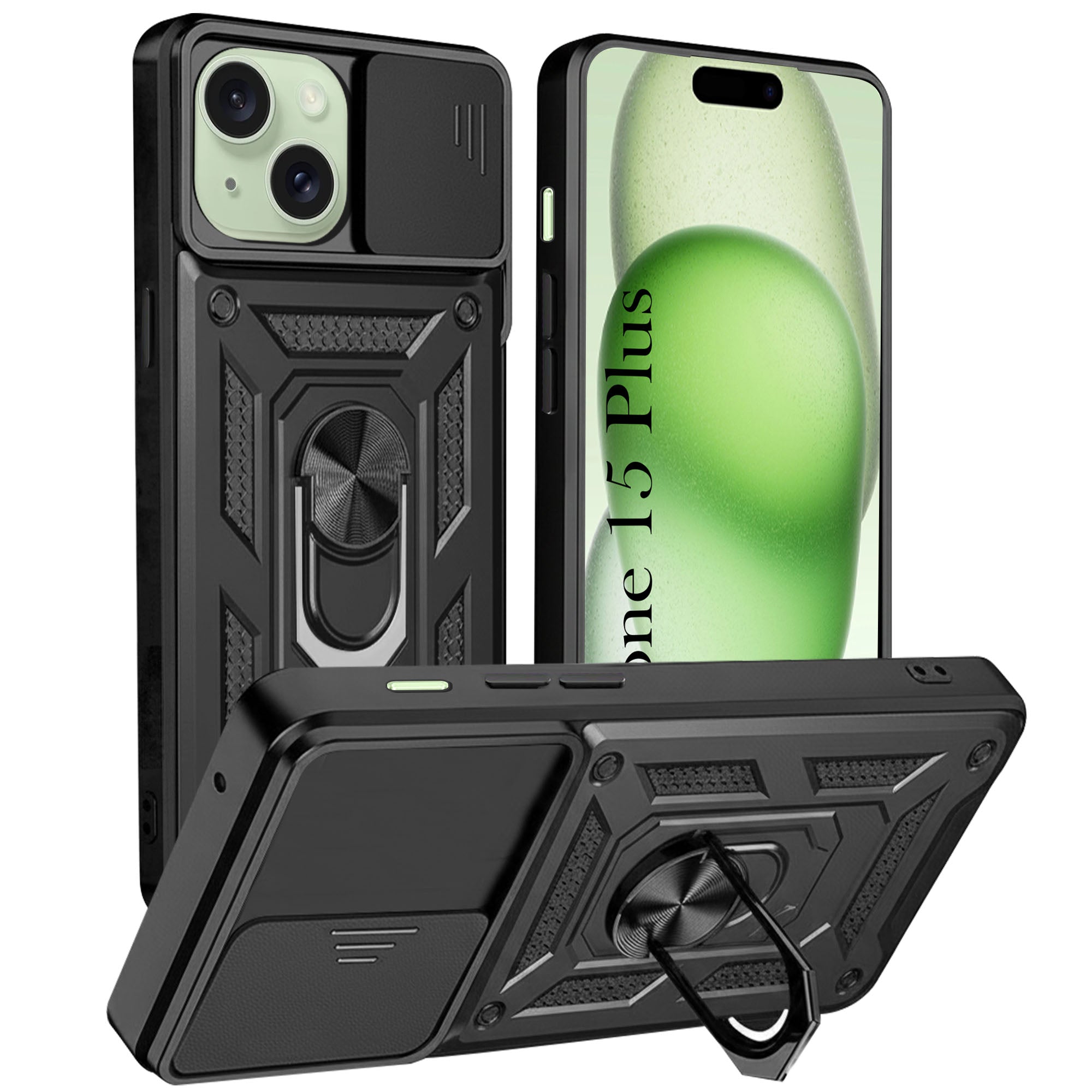 For iPhone 15 Plus Back Cover Case (Hybrid Armor Polycarbonate)