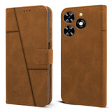 For Tecno Pop 8 Flip Case Cover (Stitched Leather with Magnetic Closure)