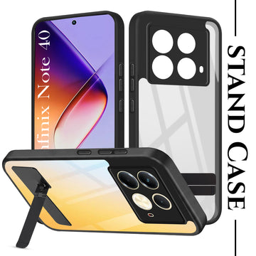 For Infinix Note 40 Back Cover Case (Built-in Stand | Lifetime Anti Yellow | Kickstand Shockproof | Camera Protection | MagSafe Compatible)