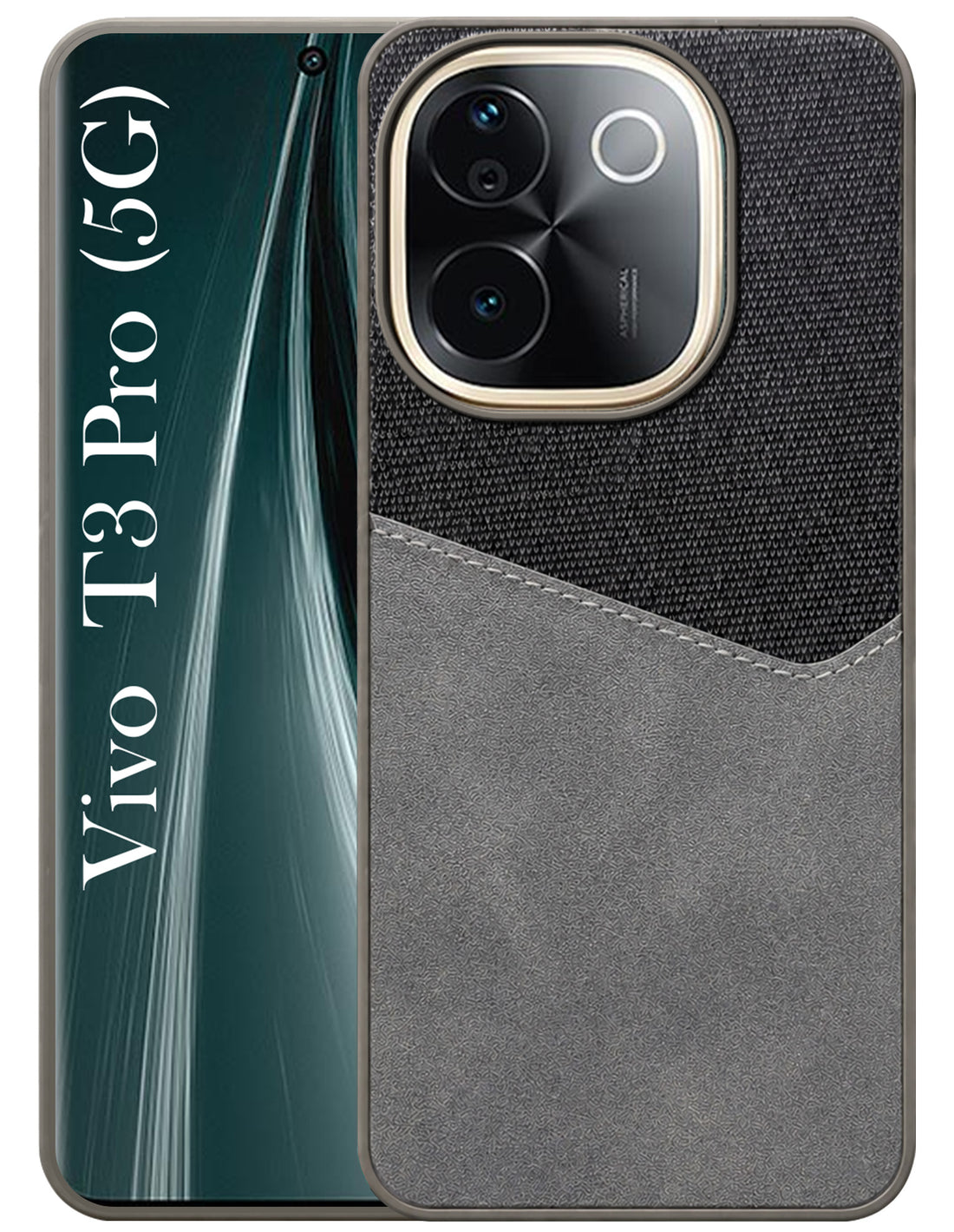For Vivo T3 Pro Back Cover Case (Dual PU Leather Stitch | Professional Minimalist | Soft and Flexible)
