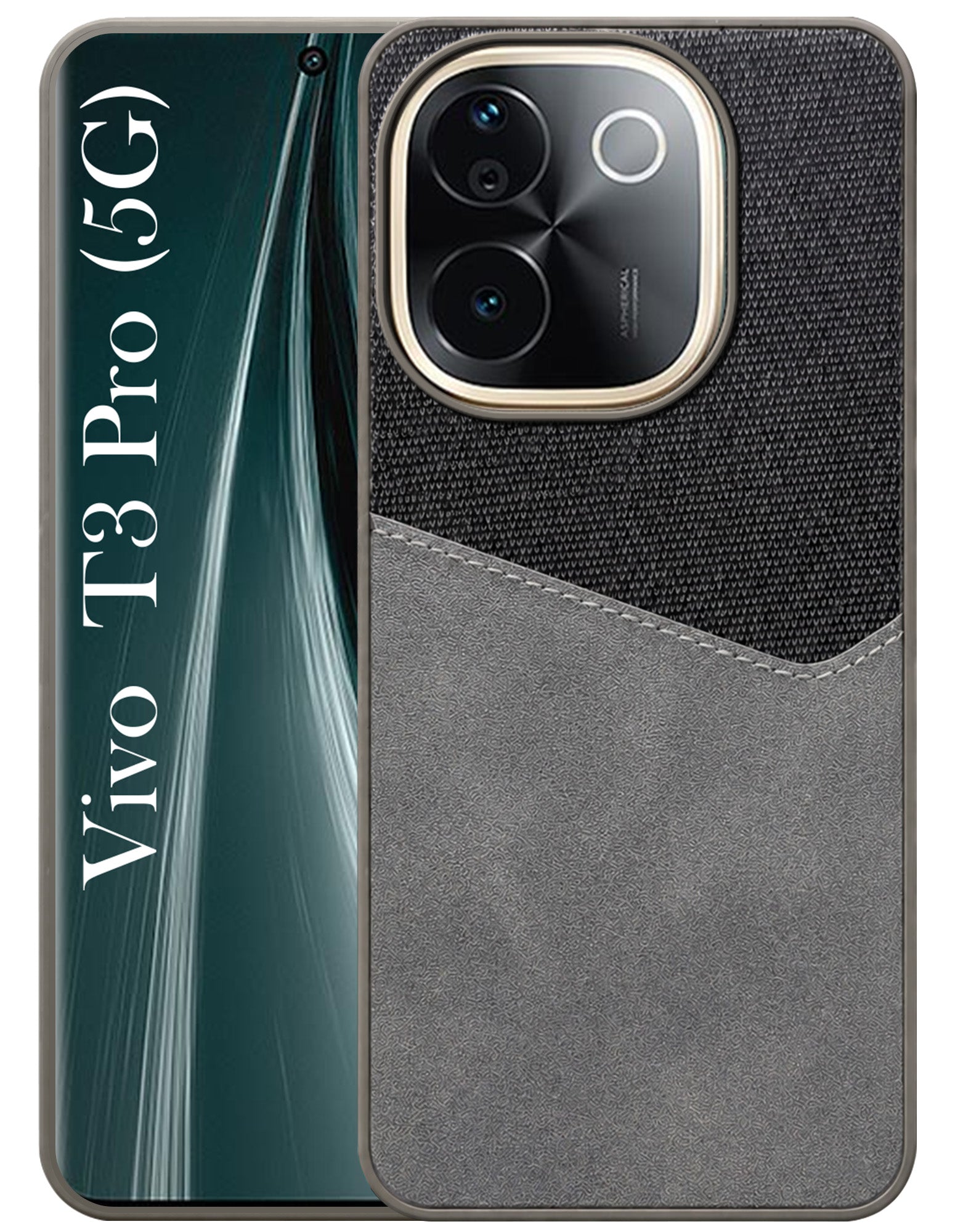 For Vivo T3 Pro Back Cover Case (Dual PU Leather Stitch | Professional Minimalist | Soft and Flexible)