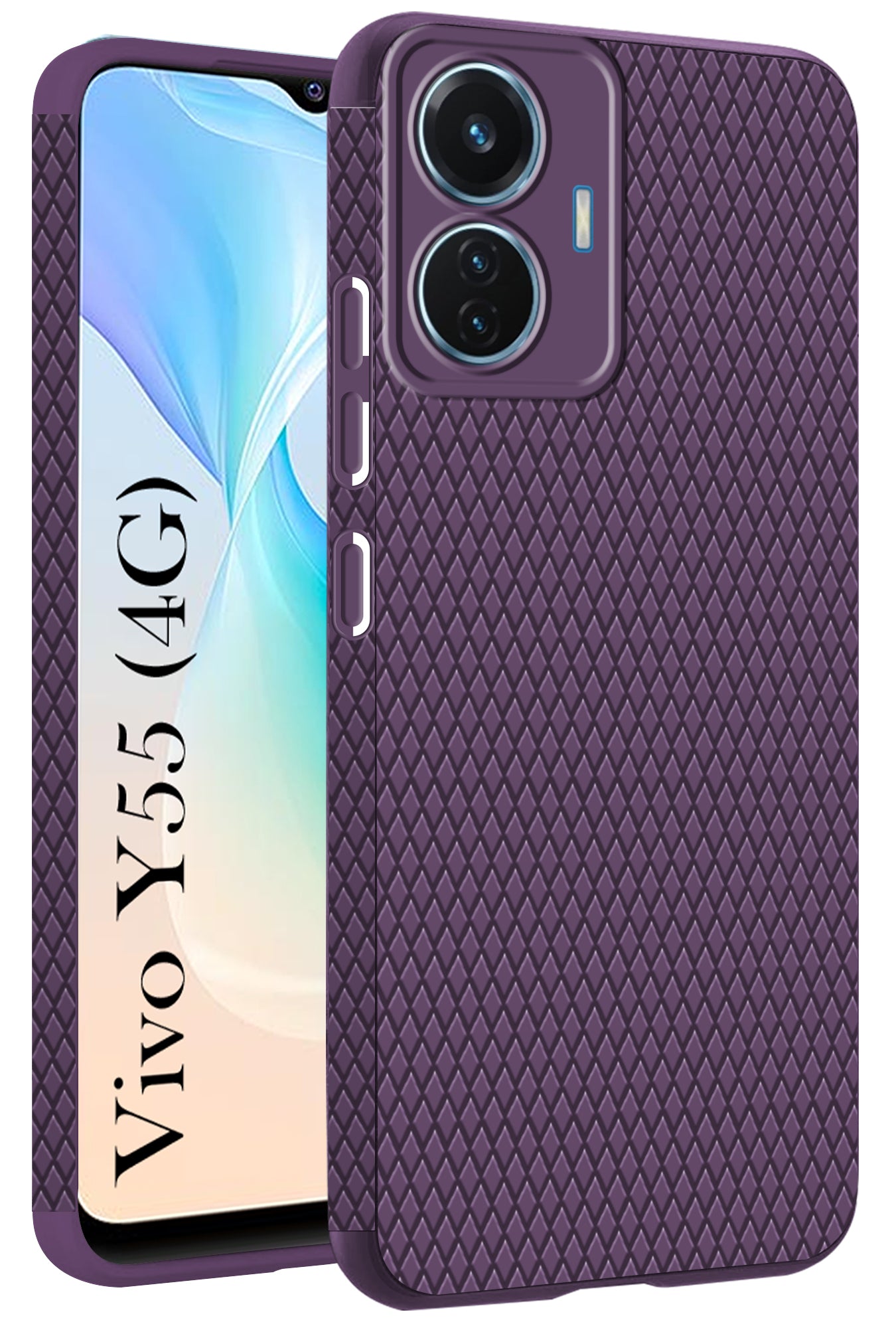 For Vivo Y55 4G Back Cover Case(Liquid Silicone Side Grip Camera Protection) Matte Purple