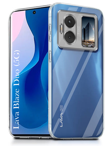 For Lava Blaze Duo Back Cover (Silicone Clear Shockproof Case with Camera Protection | Soft and Flexible | Transparent)