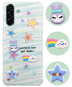 For Samsung Galaxy A17 | Samsung F17 | Samsung M17 5G Back Cover Case (3D Cute Cartoons | Hard Back Side Soft | Matte Premium Finish | HD Printing)