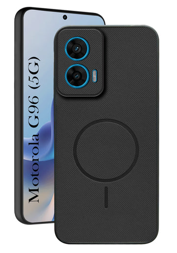 For Motorola Moto G96 Back Cover Case PU Leather (Texture Grip Design | Professional Minimalist | Camera Protection | Soft and Flexible)