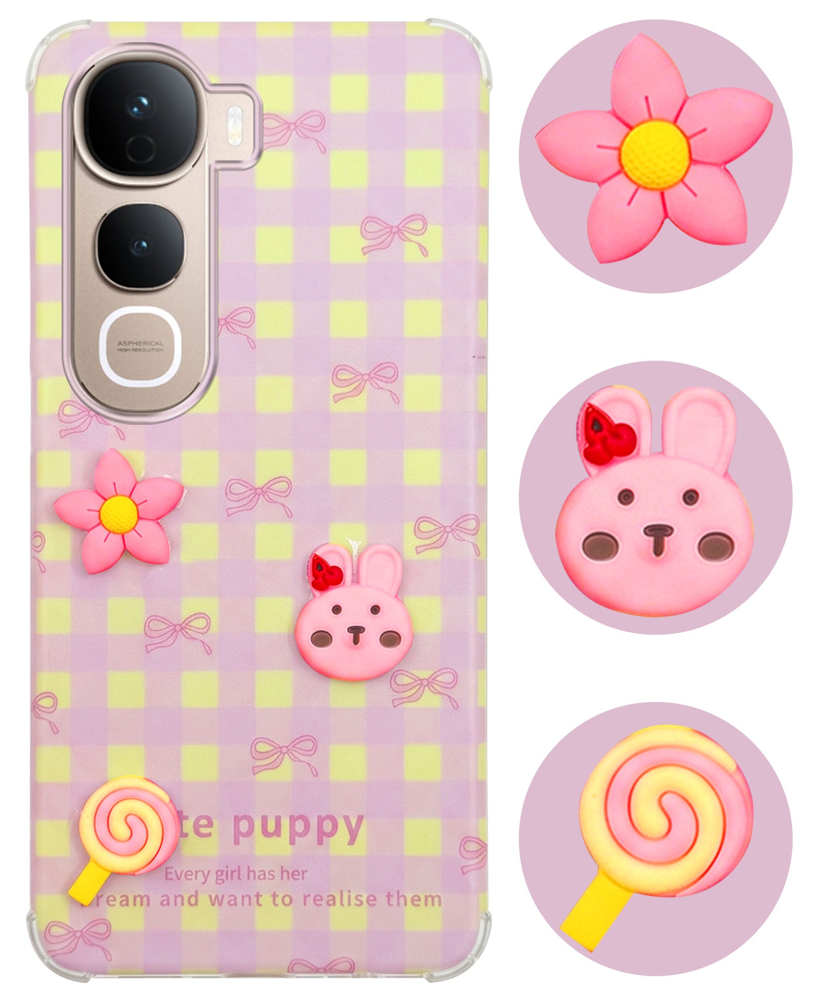 For Vivo Y400 Pro Back Cover Case (3D Cute Cartoons | Hard Back Side Soft | Matte Premium Finish | HD Printing)