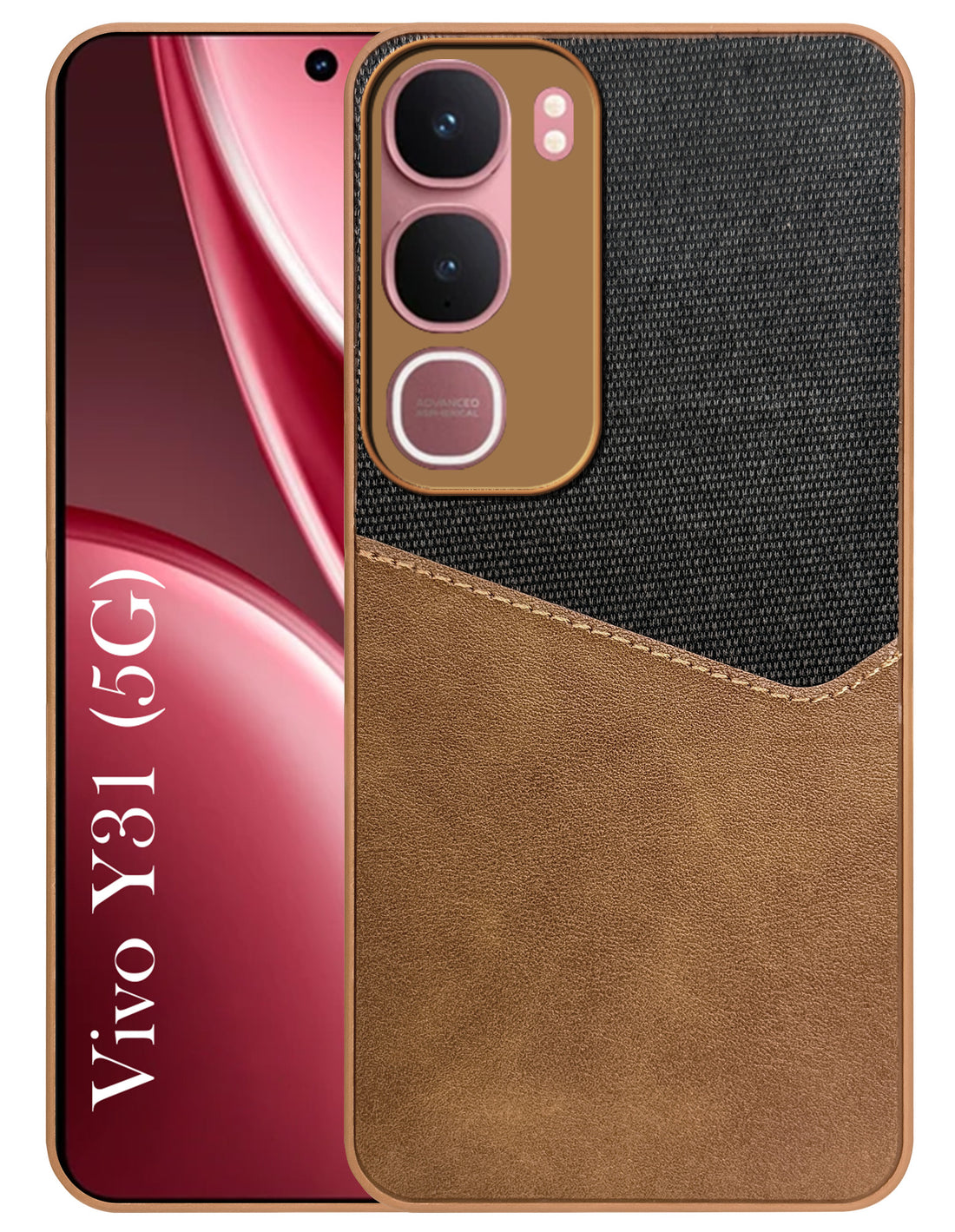 For Vivo Y31 5G Back Cover Case (Dual PU Leather Stitch | Professional Minimalist | Soft and Flexible)