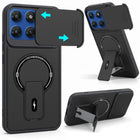 For Motorola Moto G67 Power | G57 Power Back Case Cover Metallic (Hybrid Armor Kickstand | Sliding Shutter Camera Protection | MagSafe Compatible)