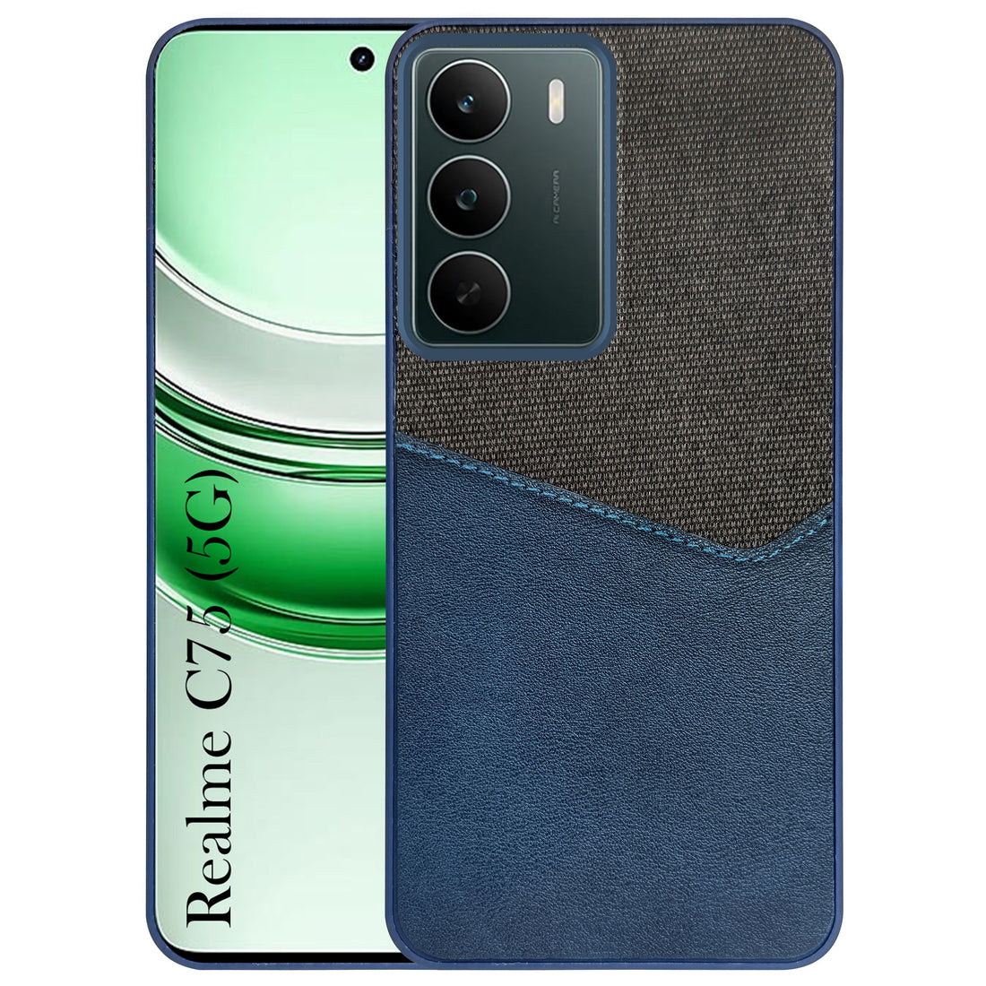 For Realme C75 5G Back Cover Case (Dual PU Leather Stitch | Professional Minimalist | Soft and Flexible)