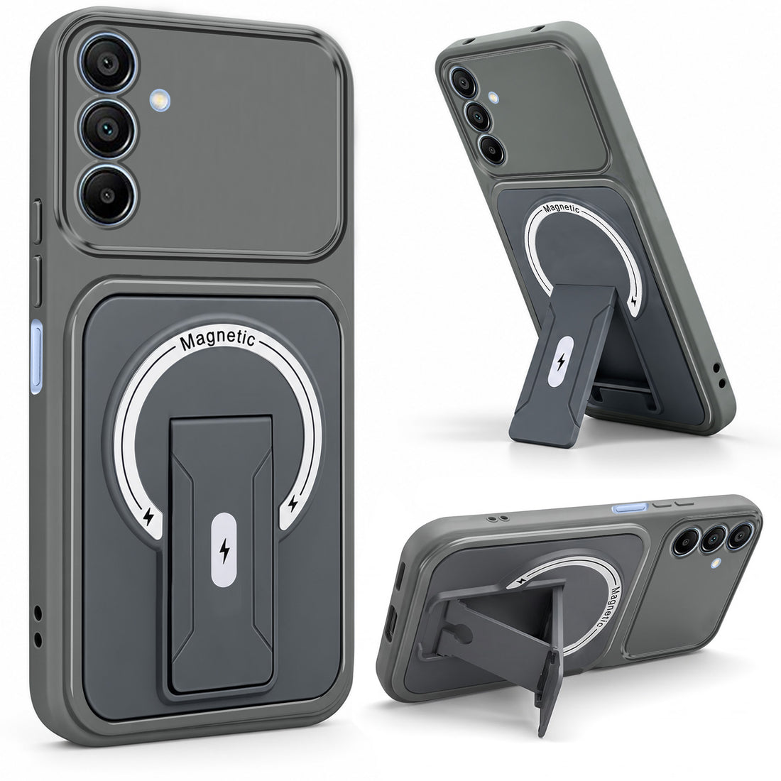 For Samsung Galaxy A15 5G Back Case Cover Metallic (Hybrid Armor Kickstand | MagSafe Compatible | Camera Protection Shockproof)