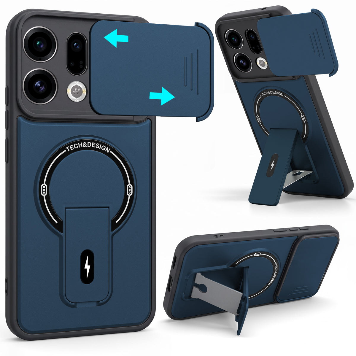 For Oppo Find X9 | Oppo Find X9s Back Case Cover Metallic (Hybrid Armor Kickstand | Sliding Shutter Camera Protection | MagSafe Compatible)