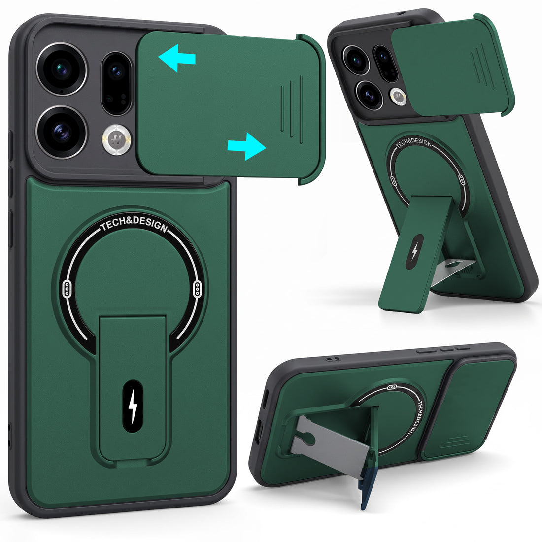 For Oppo Find X9 | Oppo Find X9s Back Case Cover Metallic (Hybrid Armor Kickstand | Sliding Shutter Camera Protection | MagSafe Compatible)