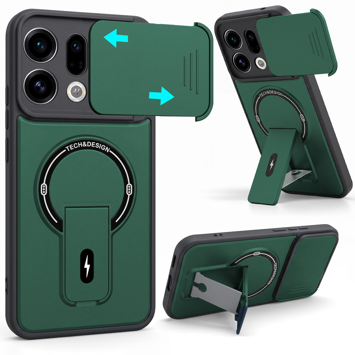 For Oppo Find X9 | Oppo Find X9s Back Case Cover Metallic (Hybrid Armor Kickstand | Sliding Shutter Camera Protection | MagSafe Compatible)