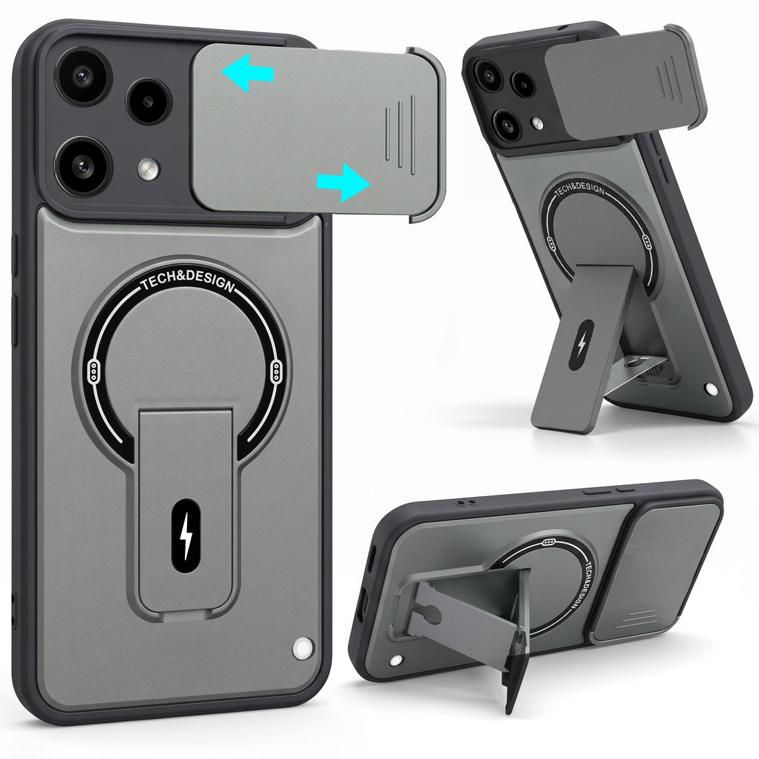 For Nothing Phone 3A Lite Back Case Cover Metallic (Hybrid Armor Kickstand | Sliding Shutter Camera Protection | MagSafe Compatible)