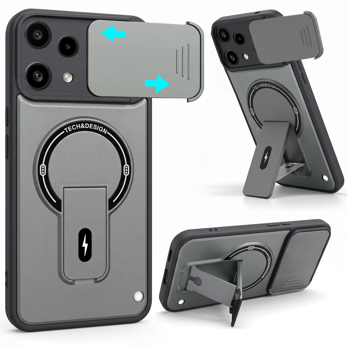 For Nothing Phone 3A Lite Back Case Cover Metallic (Hybrid Armor Kickstand | Sliding Shutter Camera Protection | MagSafe Compatible)