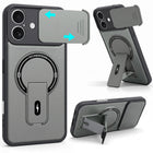 For Apple iPhone 17 Back Case Cover Metallic (Hybrid Armor Kickstand | Sliding Shutter Camera Protection | MagSafe Compatible)