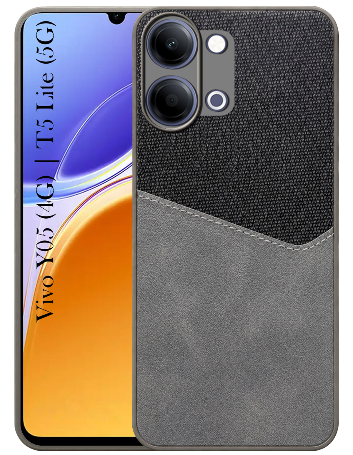 For Vivo Y05 (4G) | Vivo T5 Lite (5G) Back Cover Case (Dual PU Leather Stitch | Professional Minimalist | Soft and Flexible)
