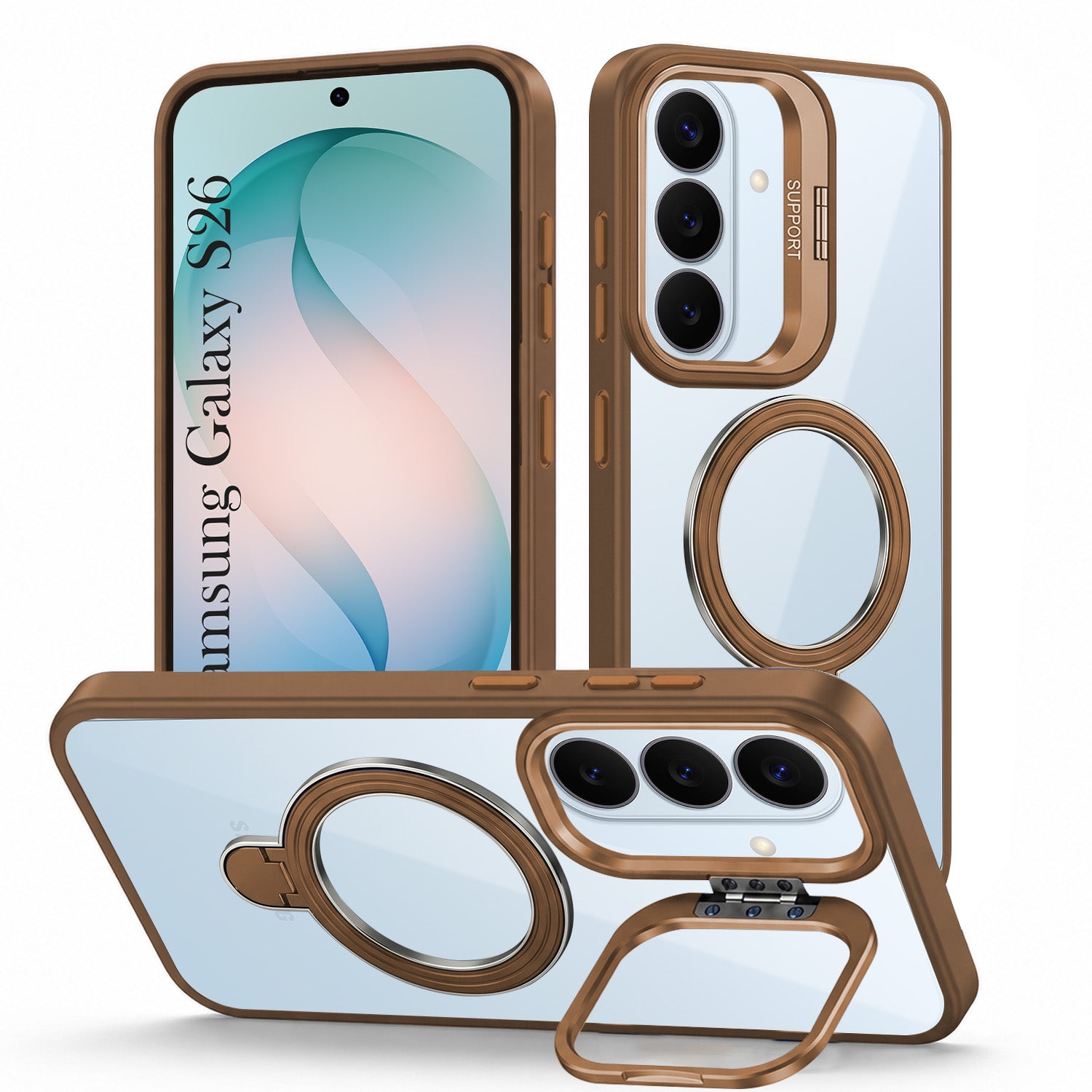 For Samsung Galaxy S26 5G Back Cover Case Crystal (Lifetime Anti Yellow | Magnetic Ring Stand | Camera Lens Protection | MagSafe Compatible)