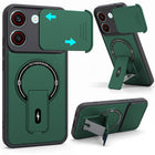 For Redmi Turbo 5 Back Case Cover Metallic (Hybrid Armor Kickstand | Sliding Shutter Camera Protection | MagSafe Compatible)