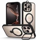 For Apple iPhone 16 Pro Back Cover Case Crystal (Lifetime Anti Yellow | Magnetic Ring Stand | Camera Lens Protection | MagSafe Compatible)