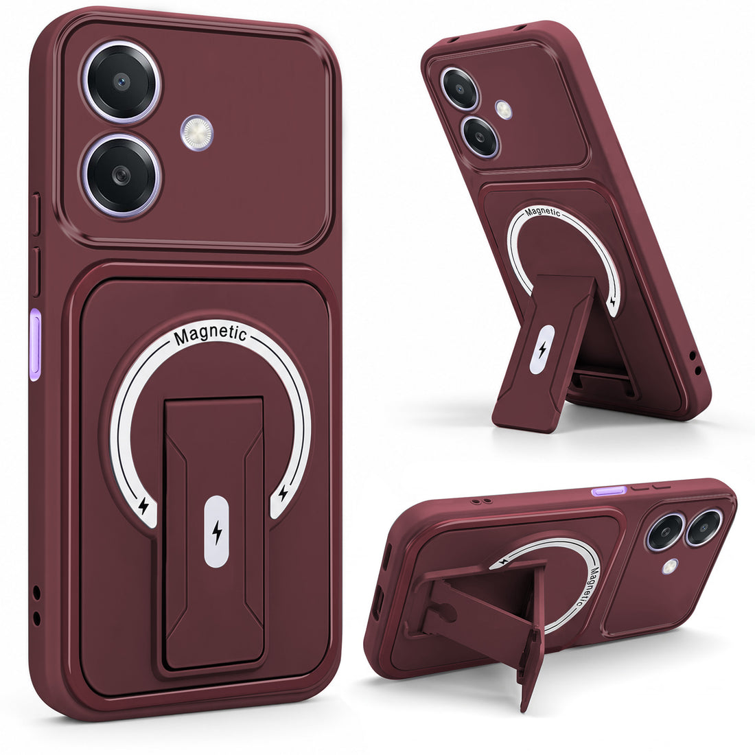 For Oppo A3X (4G/5G) | Oppo A3 5G Back Case Cover Metallic (Hybrid Armor Kickstand | MagSafe Compatible | Camera Protection Shockproof)