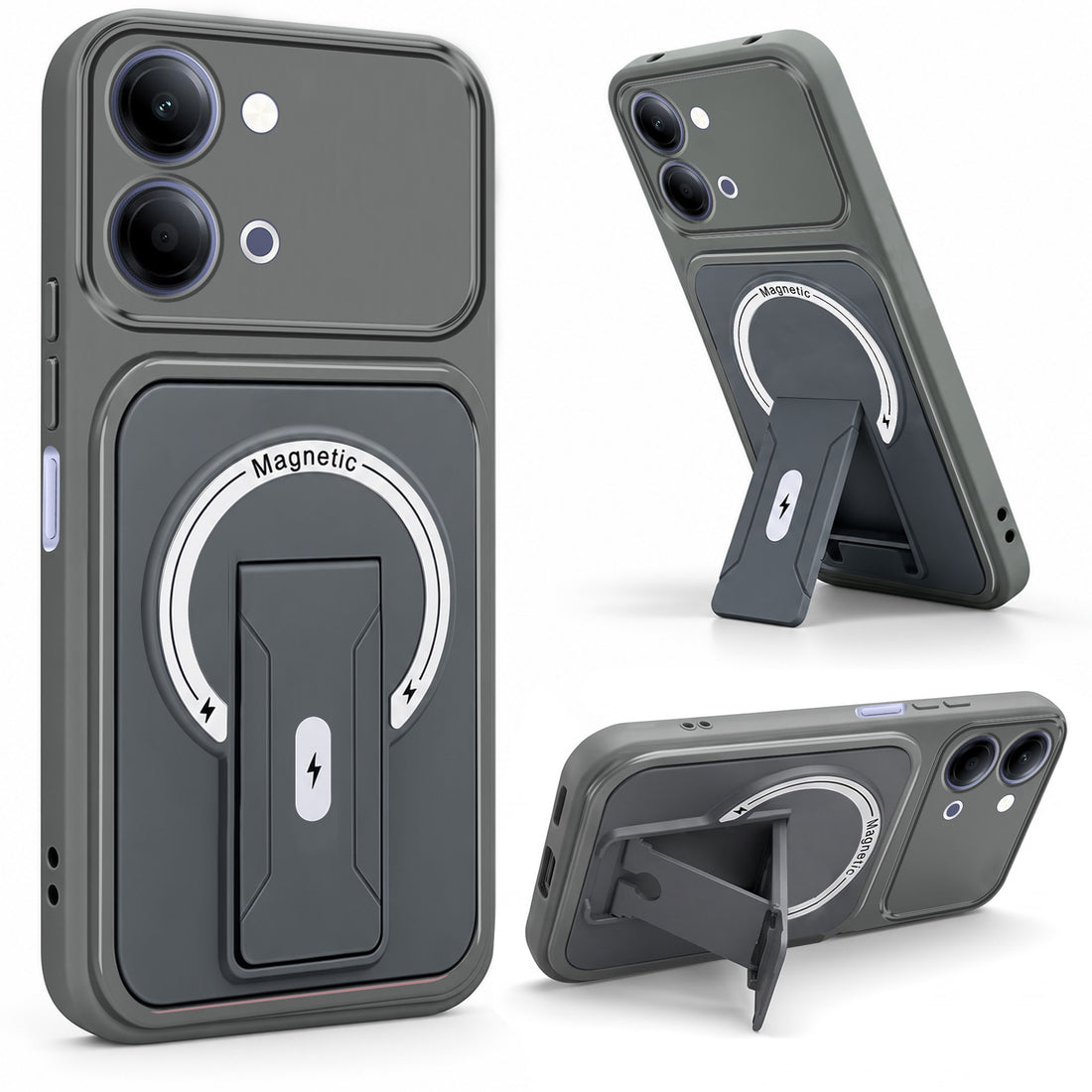 For Vivo Y11 | Vivo Y21 5G Back Case Cover Metallic (Hybrid Armor Kickstand | MagSafe Compatible | Camera Protection Shockproof)