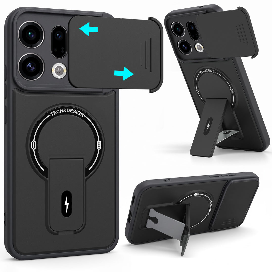 For Oppo Find X9 | Oppo Find X9s Back Case Cover Metallic (Hybrid Armor Kickstand | Sliding Shutter Camera Protection | MagSafe Compatible)