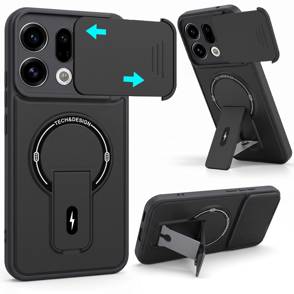 For Oppo Find X9 | Oppo Find X9s Back Case Cover Metallic (Hybrid Armor Kickstand | Sliding Shutter Camera Protection | MagSafe Compatible)