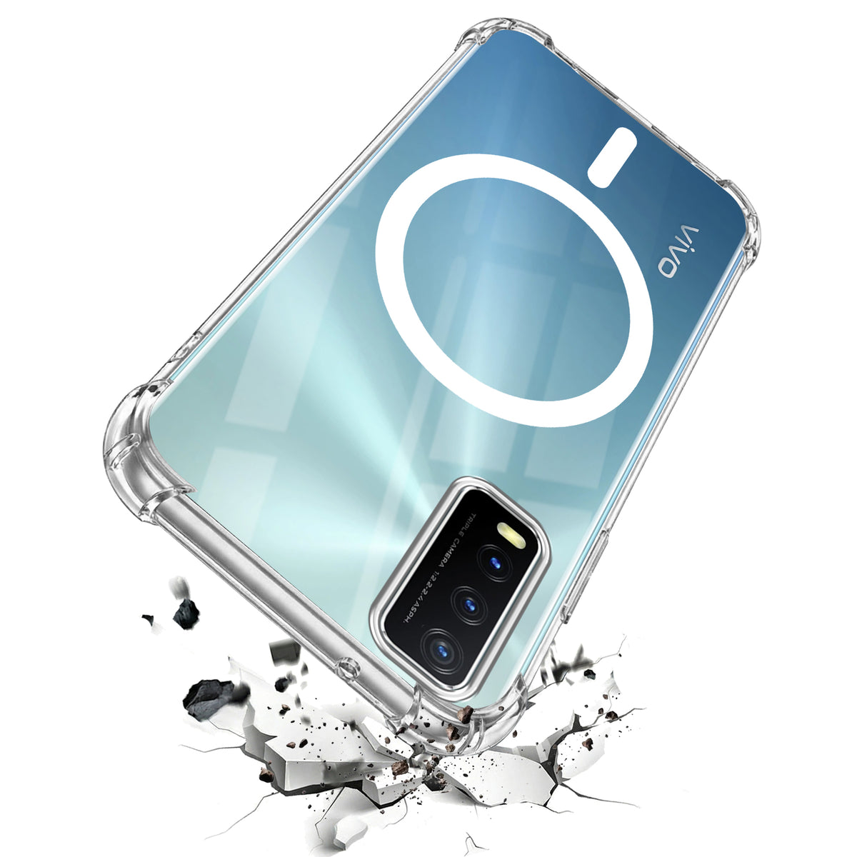 For Vivo Y20 | Y20i Back Cover Shockproof Crystal-Clear (Magsafe Wireless Support | Drop & Camera Protection | Hard Polycarbonate)