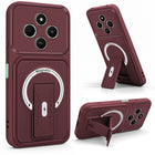 For Poco C75 | Poco M7 Back Case Cover Metallic (Hybrid Armor Kickstand | MagSafe Compatible | Camera Protection Shockproof)