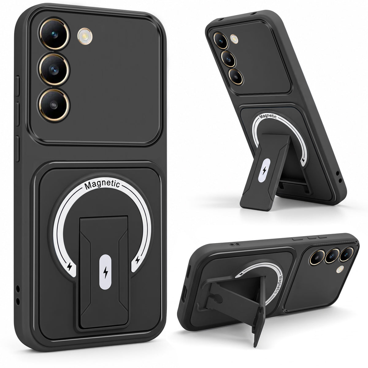 For Vivo Y200e Back Case Cover Metallic (Hybrid Armor Kickstand | MagSafe Compatible | Camera Protection Shockproof)