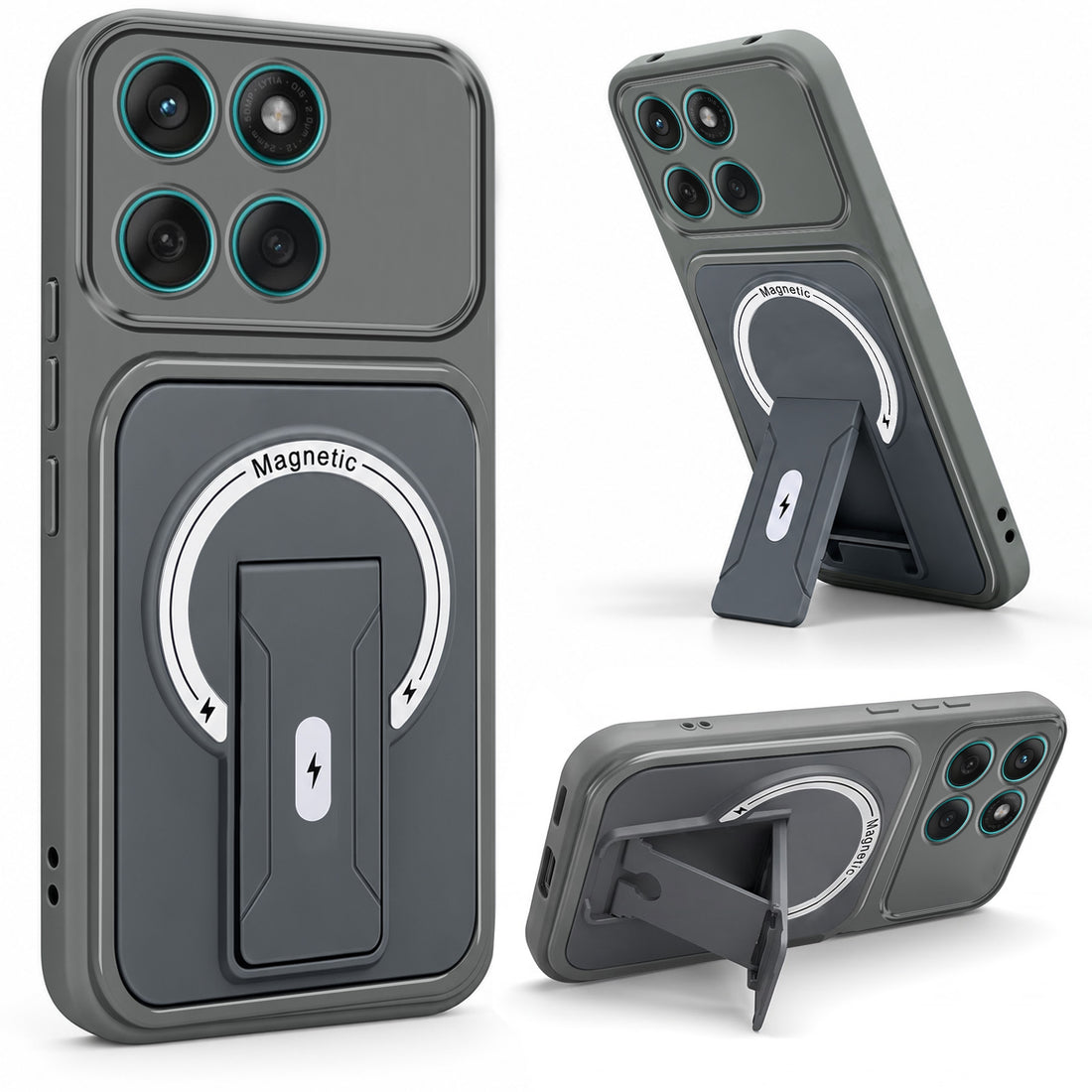 For Motorola Moto Edge 60 Fusion Back Case Cover Metallic (Hybrid Armor Kickstand | MagSafe Compatible | Camera Protection Shockproof)