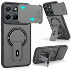 For Motorola Moto Edge 70 Fusion Back Case Cover Metallic (Hybrid Armor Kickstand | Sliding Shutter Camera Protection | MagSafe Compatible)