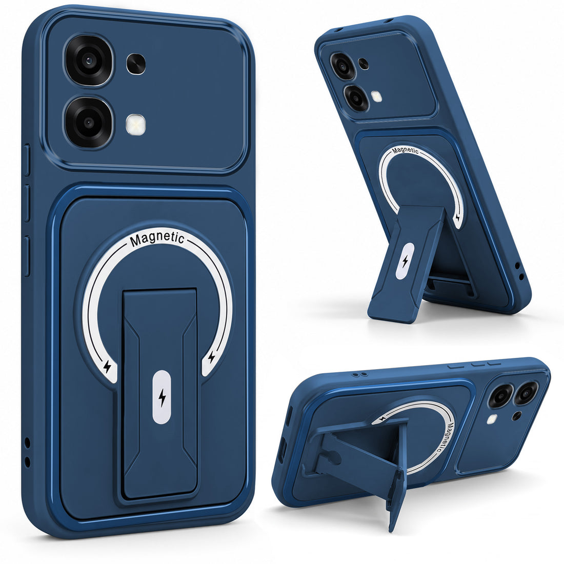 For Oppo F31 5G | Oppo F33 5G Back Case Cover Metallic (Hybrid Armor Kickstand | MagSafe Compatible | Camera Protection Shockproof)
