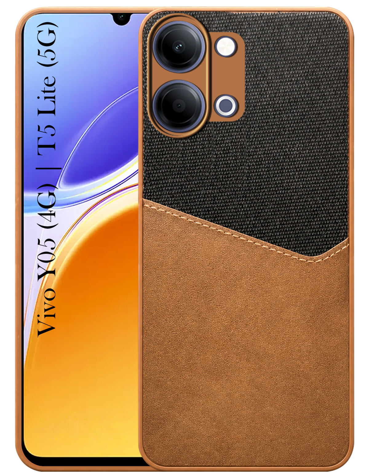 For Vivo Y05 (4G) | Vivo T5 Lite (5G) Back Cover Case (Dual PU Leather Stitch | Professional Minimalist | Soft and Flexible)