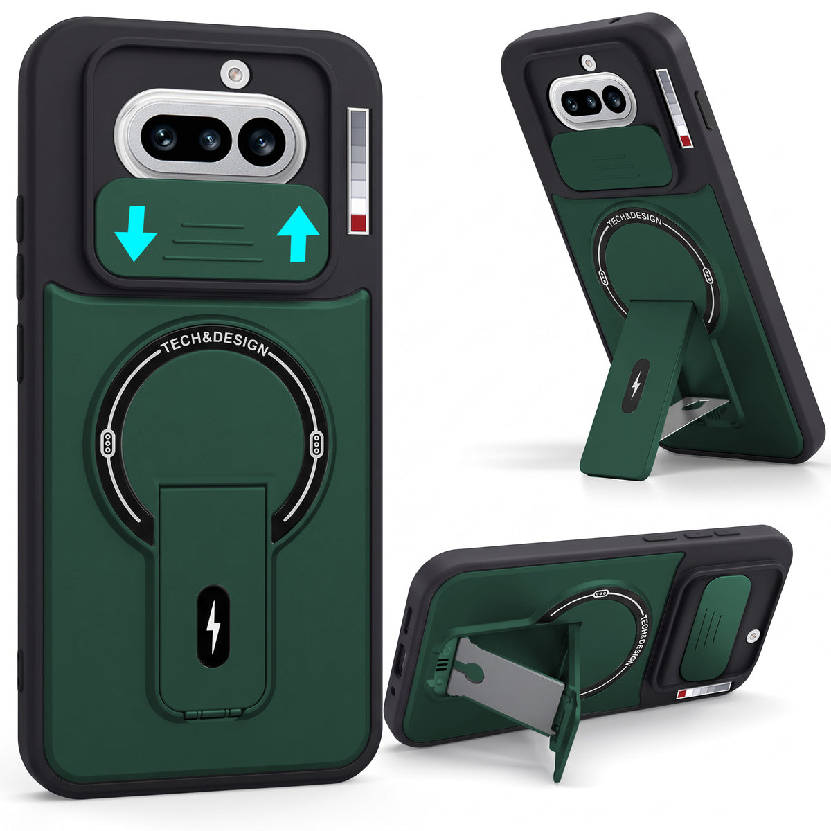 For Nothing Phone 4A 5G Back Case Cover Metallic (Hybrid Armor Kickstand | Sliding Shutter Camera Protection | MagSafe Compatible)