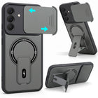 For Samsung Galaxy A37 5G Back Case Cover Metallic (Hybrid Armor Kickstand | Sliding Shutter Camera Protection | MagSafe Compatible)