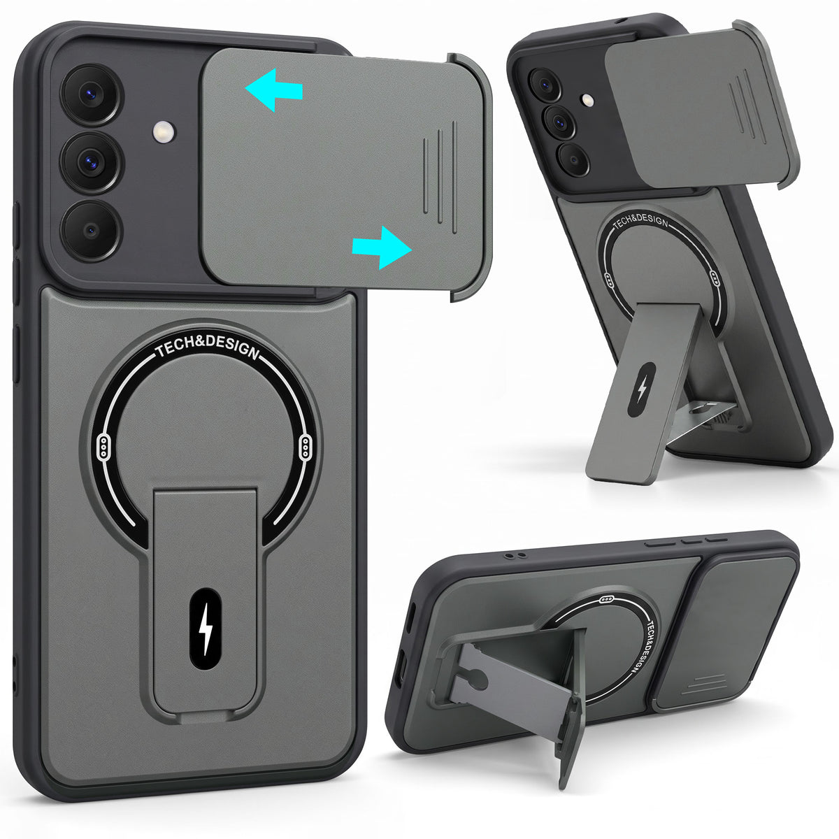 For Samsung Galaxy A37 5G Back Case Cover Metallic (Hybrid Armor Kickstand | Sliding Shutter Camera Protection | MagSafe Compatible)
