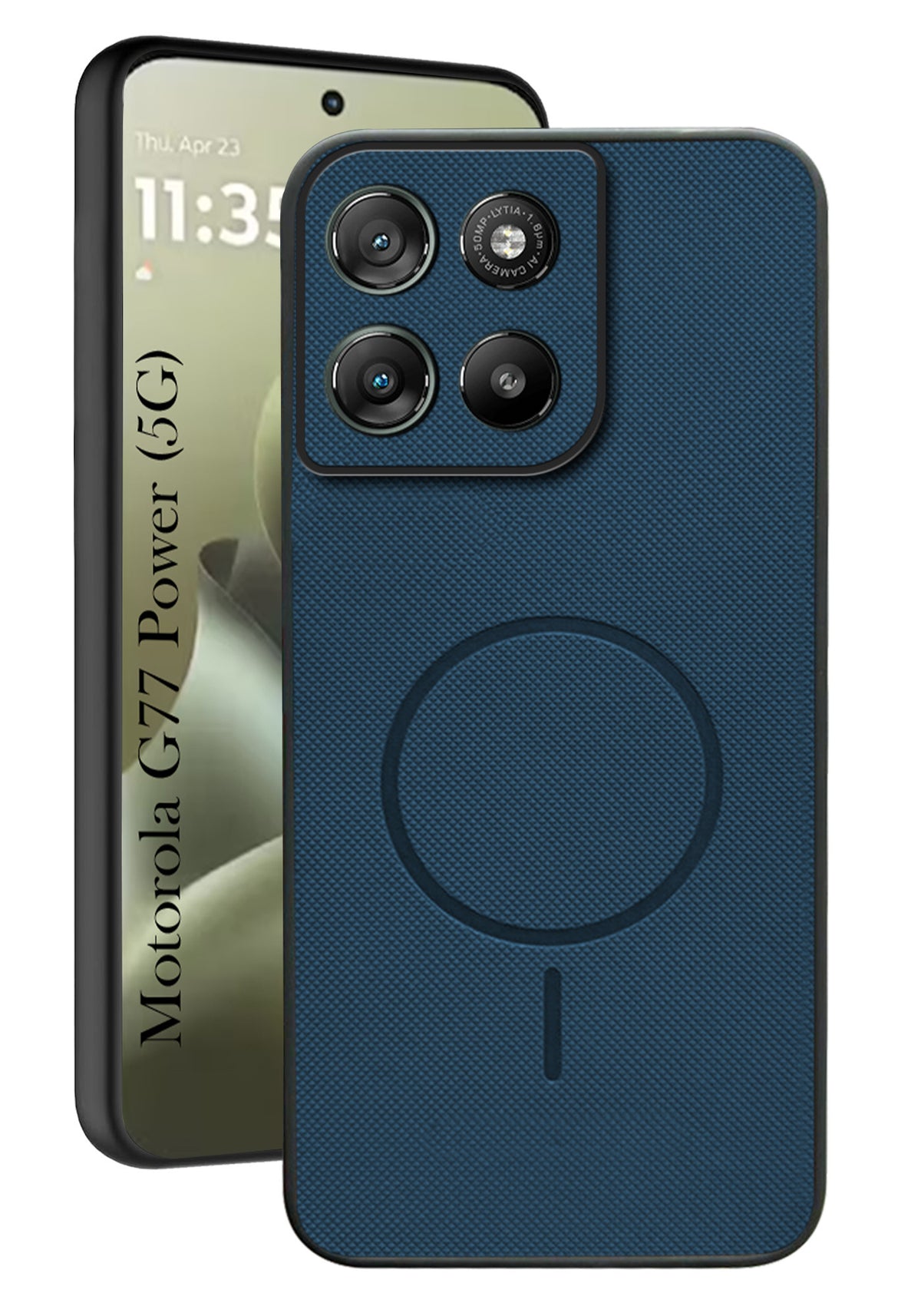 For Motorola Moto G77 Power Back Cover Case PU Leather (Texture Grip Design | Professional Minimalist | Camera Protection | Soft and Flexible)