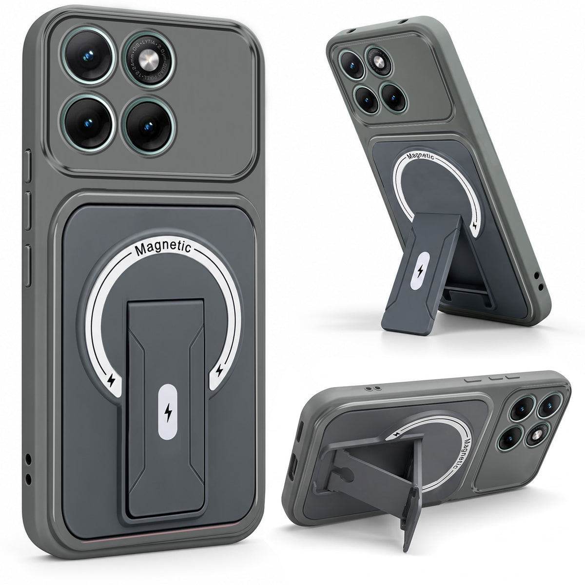 For Motorola Moto Edge 70 Fusion Back Case Cover Metallic (Hybrid Armor Kickstand | MagSafe Compatible | Camera Protection Shockproof)