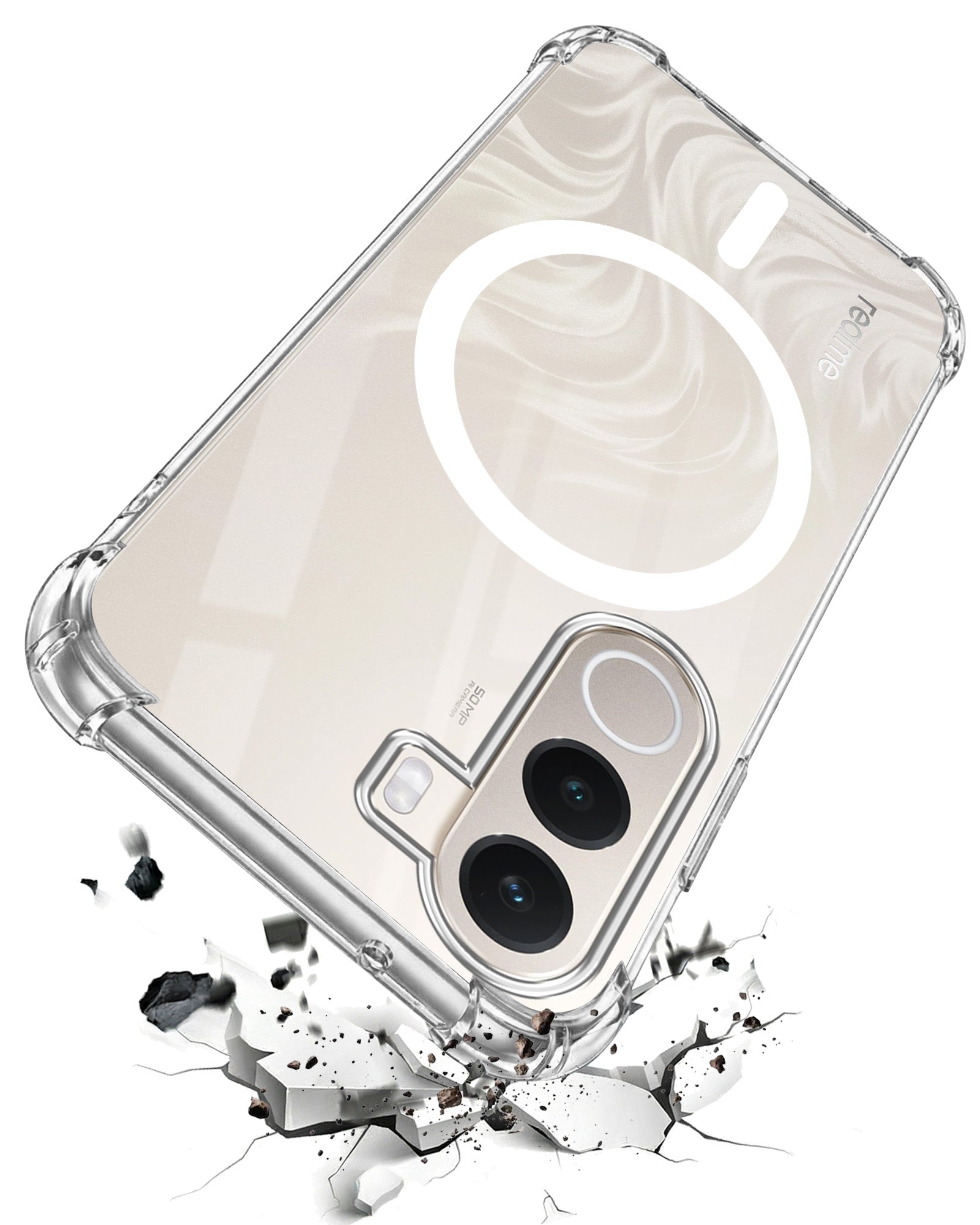 For Realme C100X Back Cover Shockproof Crystal-Clear (Magsafe Wireless Support | Drop & Camera Protection | Hard Polycarbonate)