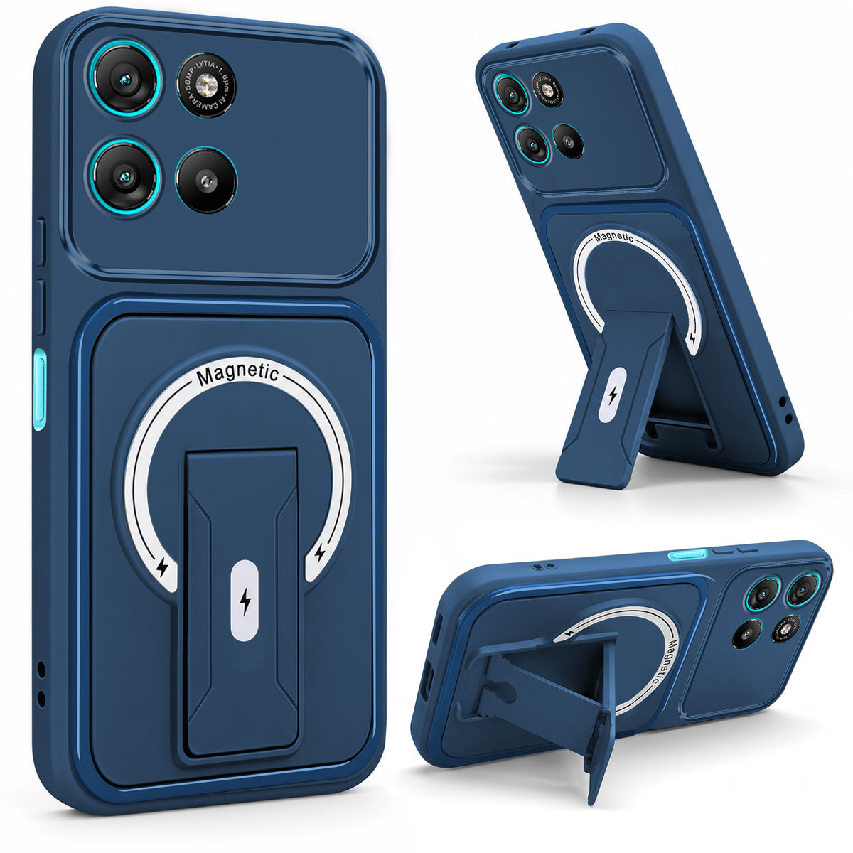 For Motorola Moto G67 Power | G57 Power Back Case Cover Metallic (Hybrid Armor Kickstand | MagSafe Compatible | Camera Protection Shockproof)