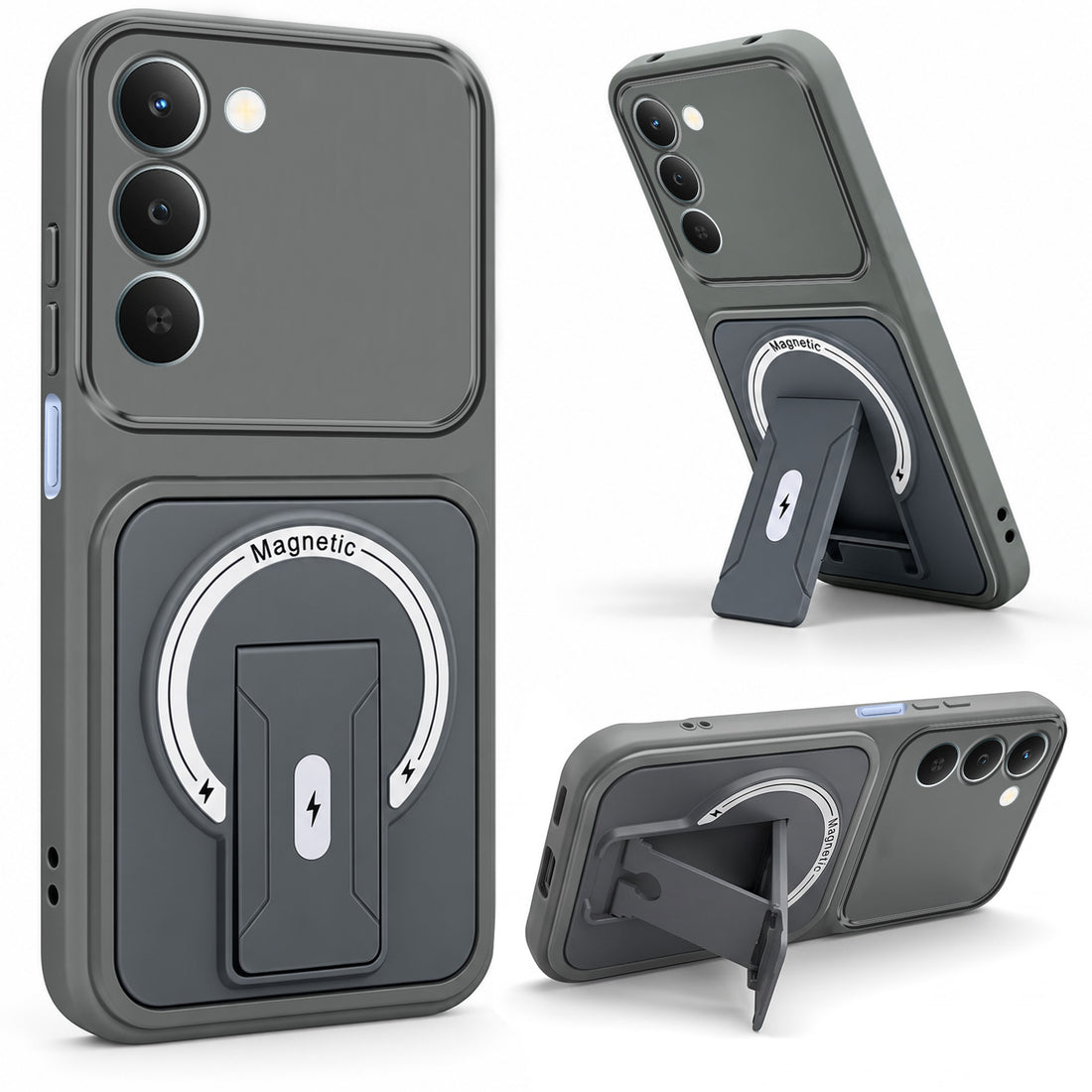 For Realme P4 Lite 5G | Narzo 100 Lite 5G Back Case Cover Metallic (Hybrid Armor Kickstand | MagSafe Compatible | Camera Protection Shockproof)
