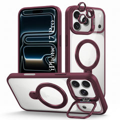 For iPhone 17 Pro Back Cover Case Crystal (Lifetime Anti Yellow | Magnetic Ring Stand | Camera Lens Protection | MagSafe Compatible)